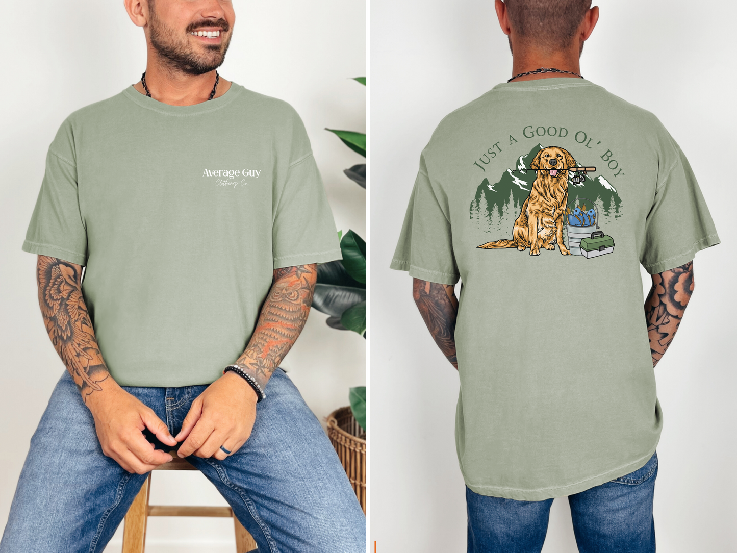Average Guy Clothing Co. “Good Ol’ Boy” Tee | Golden Retriever Outdoors Graphic T-Shirt