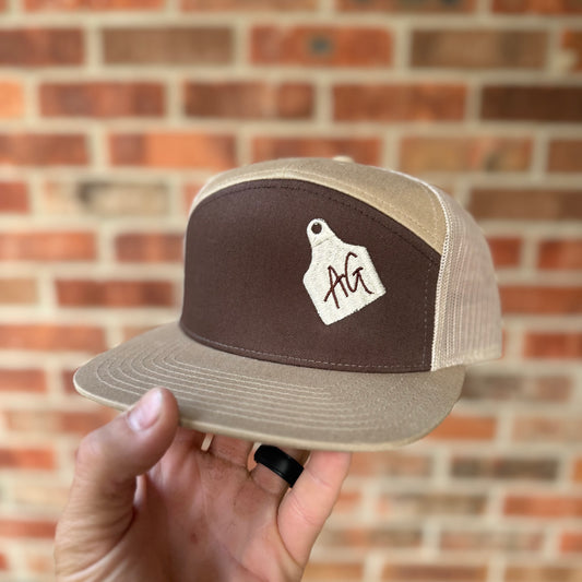 AG Cow Tag Patch Trucker Hat – Two-Tone Mesh Back Cap