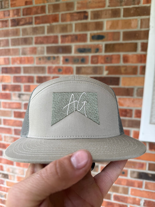 AG Banner Patch Trucker Hat – Tan & Olive Mesh Back Cap