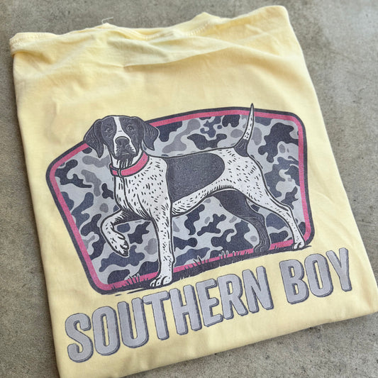 Southern Boy Camo Dog Tee – Hunting & Outdoors Graphic Shirt